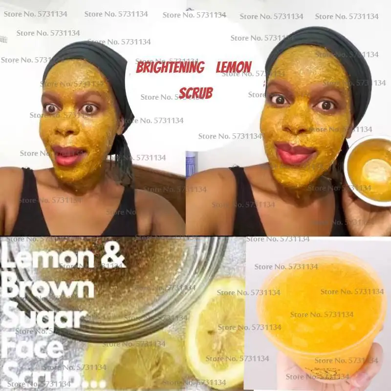 LEMON Exfoliating Foaming Sugar Body Scrub, Bath and Beauty Deep Remove Cleaning All Skin Types Smooth Moisturizing Lightening