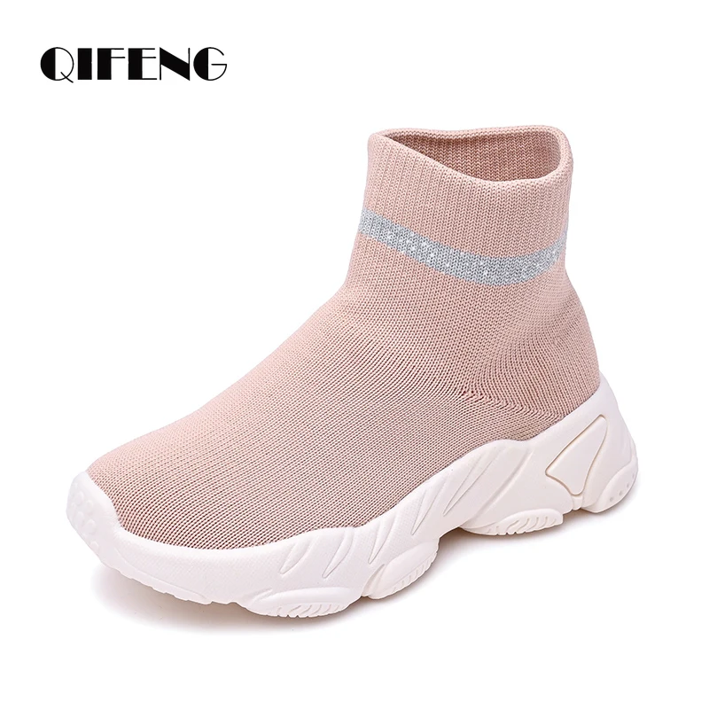 Fashion Sock Boots Girl Boys Casual Sneakers Breathable Student Kids Summer Size 5 8 12 Cute Children Mesh Footwear Autumn Black