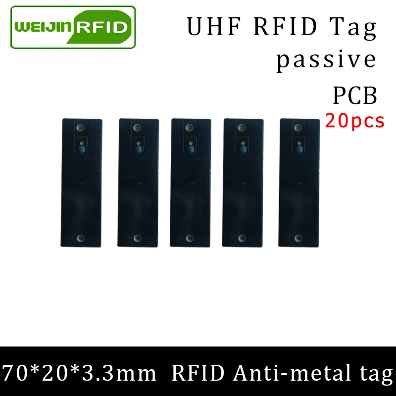 

UHF RFID металлическая бирка 915 м 868 м EPC 20 шт. Бесплатная доставка управление основными активами 70*20*3,3 мм большие расстояния PCB пассивные RFID бирки