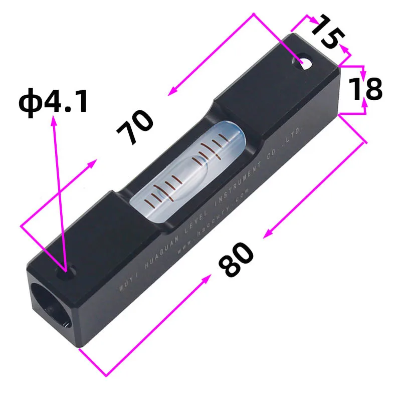 Strip Metal Spirit Level Bubble Horizontal AdustingTool Ruler Black Length 80mm Accuracy 0.1 0.15 0.3 0.6 1.5mm Per Meter