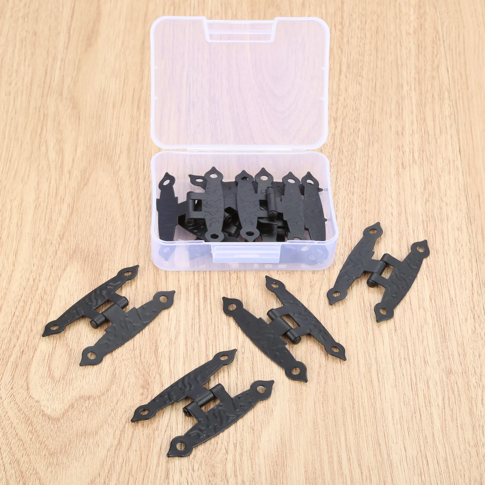 Dreld-黒の家具用ヒンジ4穴,ジュエリー用のヴィンテージ引き出しネジ収納ボックス,10個