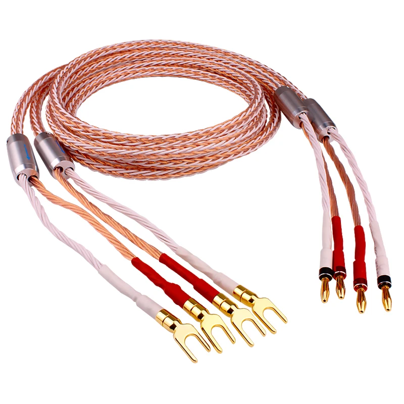 HI END Speaker Cable of Audio amplifier line pure Copper wire Gold-plated Bananas Plug 2.5M 1.5M