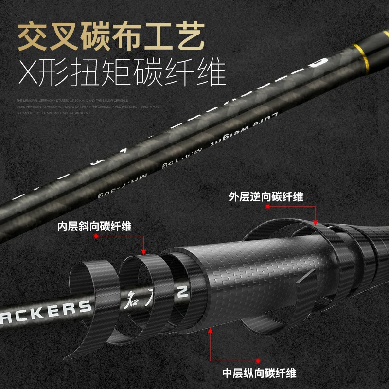 MASCOTTE ATTACKERS Carbon Fishing Rod 1.98m 2.1m 2.4m Lure WT.7-30g Double Tips Untralight Lure Rod Spinning Casting Rods