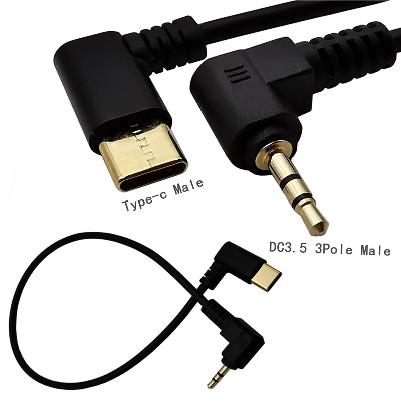 Double Bend 90 Degree USB C to 3.5mm Audio Aux Jack Cable  0.3m