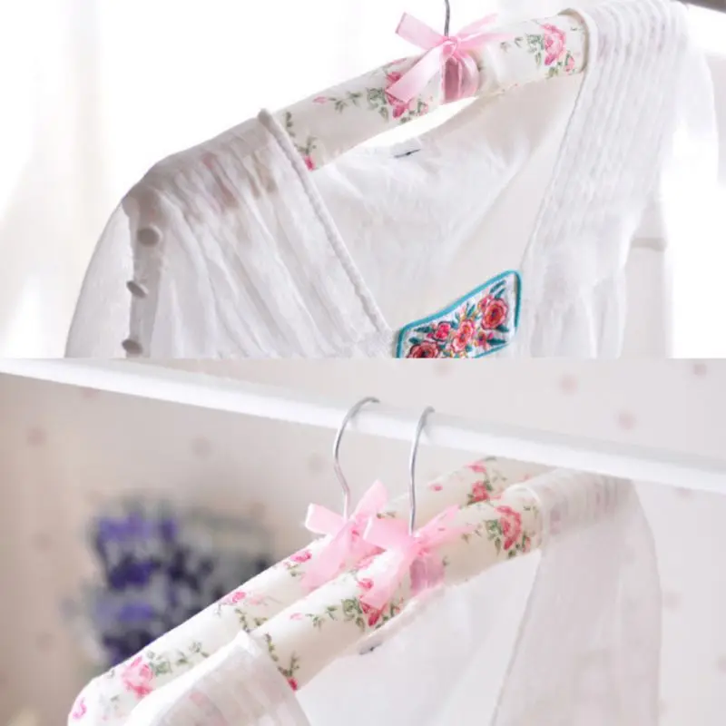 1Pc No Trace Coats Display Hangers Cotton Fabric Sponge Clothes Hanger Racks Windproof Clothing Hanger Organizer Random Pattern