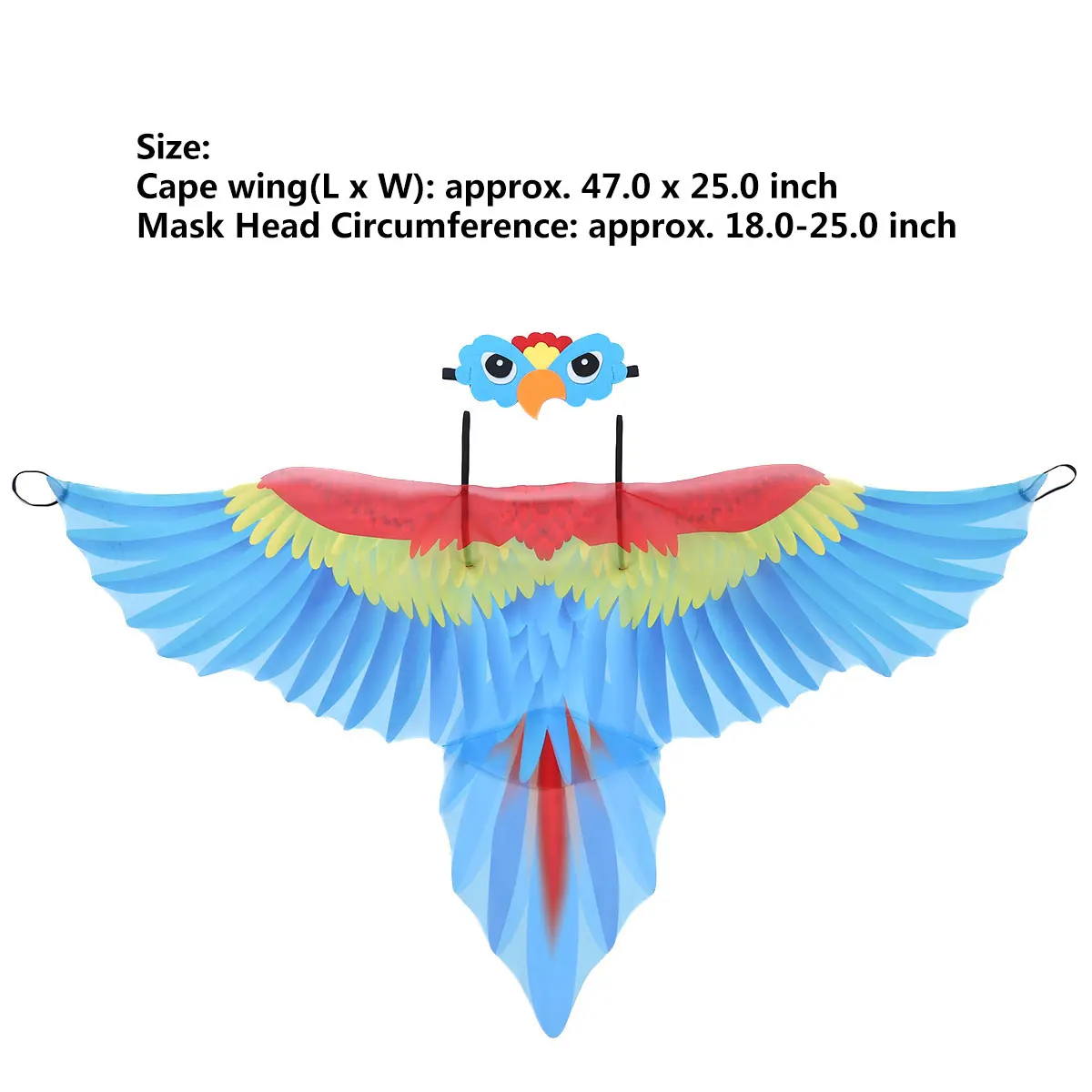 Dzieci chłopcy dziewczęta Parrot Wings Cape z filcu maska na oczy zestaw Masquerade kostium karnawałowy lub halloweenowy Roleplay strój na imprezę akcesoria