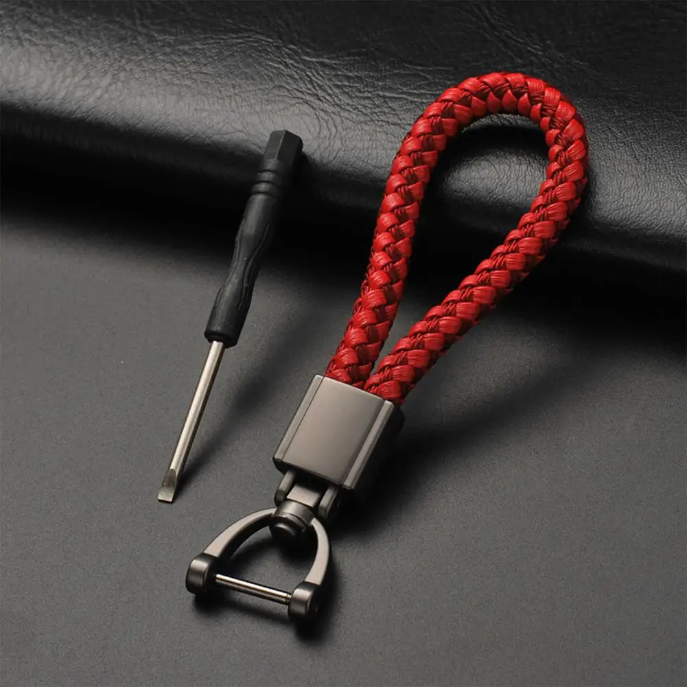 Universal Car Fob Keychain Zinc Alloy Hand Woven Leather Keyring Braided Fashion Rope Keychain For Auto Decoration Accessories