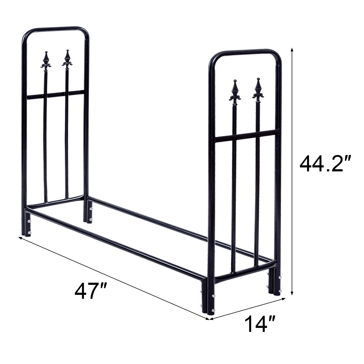 Costway 4 Feet Outdoor Heavy Duty Steel Firewood Log Rack Wood Storage Holder Black  GT3191