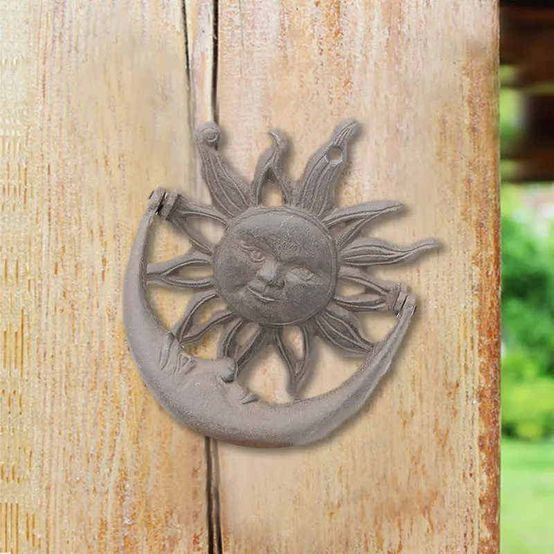 

Винтажные маленькие узлы для входной двери от Солнца и Луны, классические чугунные дверные узлы, для улицы/двора/деревянных металлических ворот