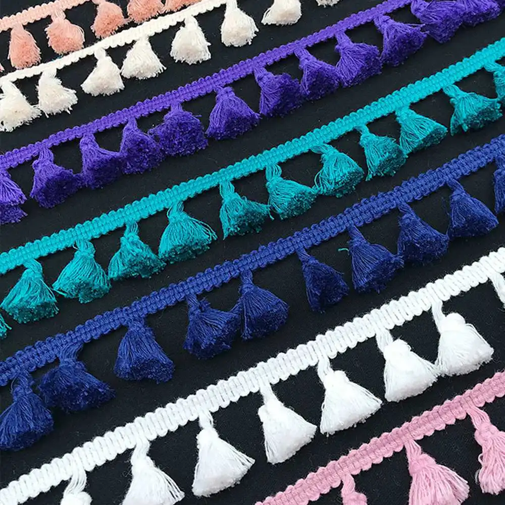 Beatiful 2 Yards Lace Ribbon Tassel Fringe Cotton Ethnic Lace Trim Ribbon Sewing Latin Dress Stage Garment Curtain Decorative Di