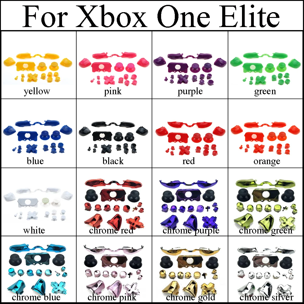 

Solid Bumper Triggers Buttons Replacement Plastic & Chrome Full Set D-pad LB RB LT RT ABXY Button For Xbox One Elite Controller