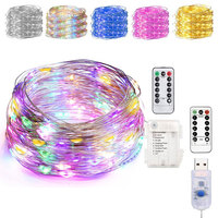 10M LED String Light Battery-operated Fairy Colorful USB Festoon Garland Christmas Lights Outdoor for Home Room Bedroom Decor