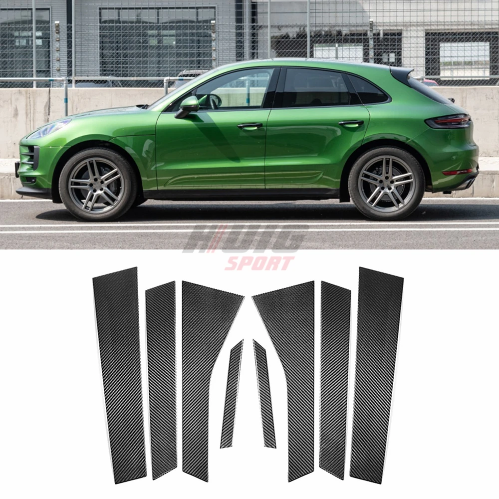 

8pcs Car True Carbon Fiber Car Window B C Pillars Auto Stickers Trim Covers Car Styling For Porsche Macan 95B 2014-2019