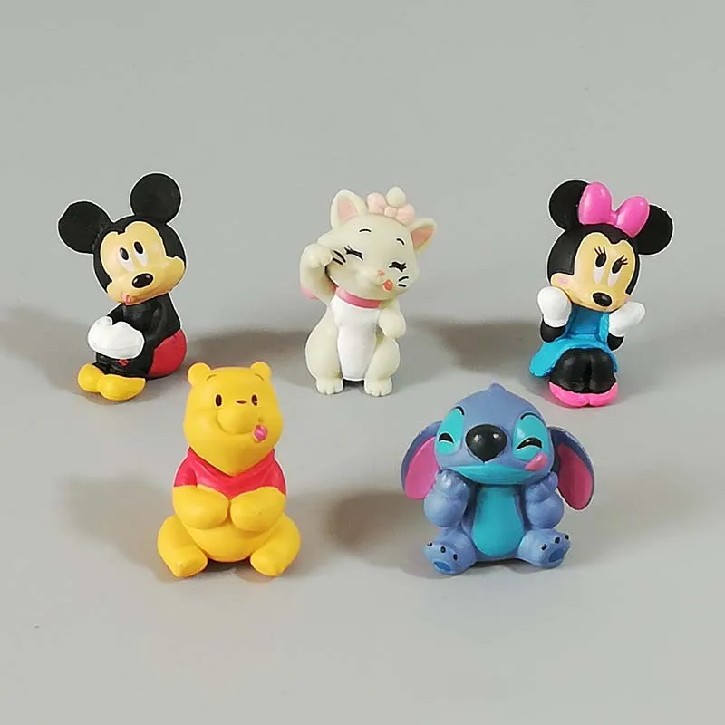 Disney Cartoon figurka lalki Mickey Mouse Minnie kubuś puchatek Marie Cat Stitch zabawki figurki akcji narzędzie do dekoracji ciast prezent