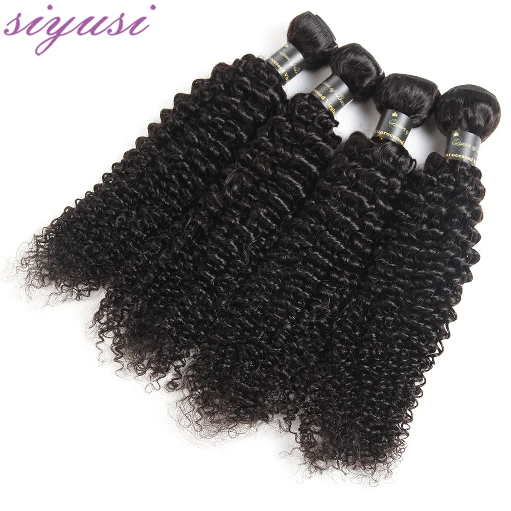 Indiano Kinky Curly Hair Bundles, Cabelo Humano, Weave Bundles, Cor Natural, 100% Cabelo Humano, 1 Pc, 3 Pcs, 4 Pcs