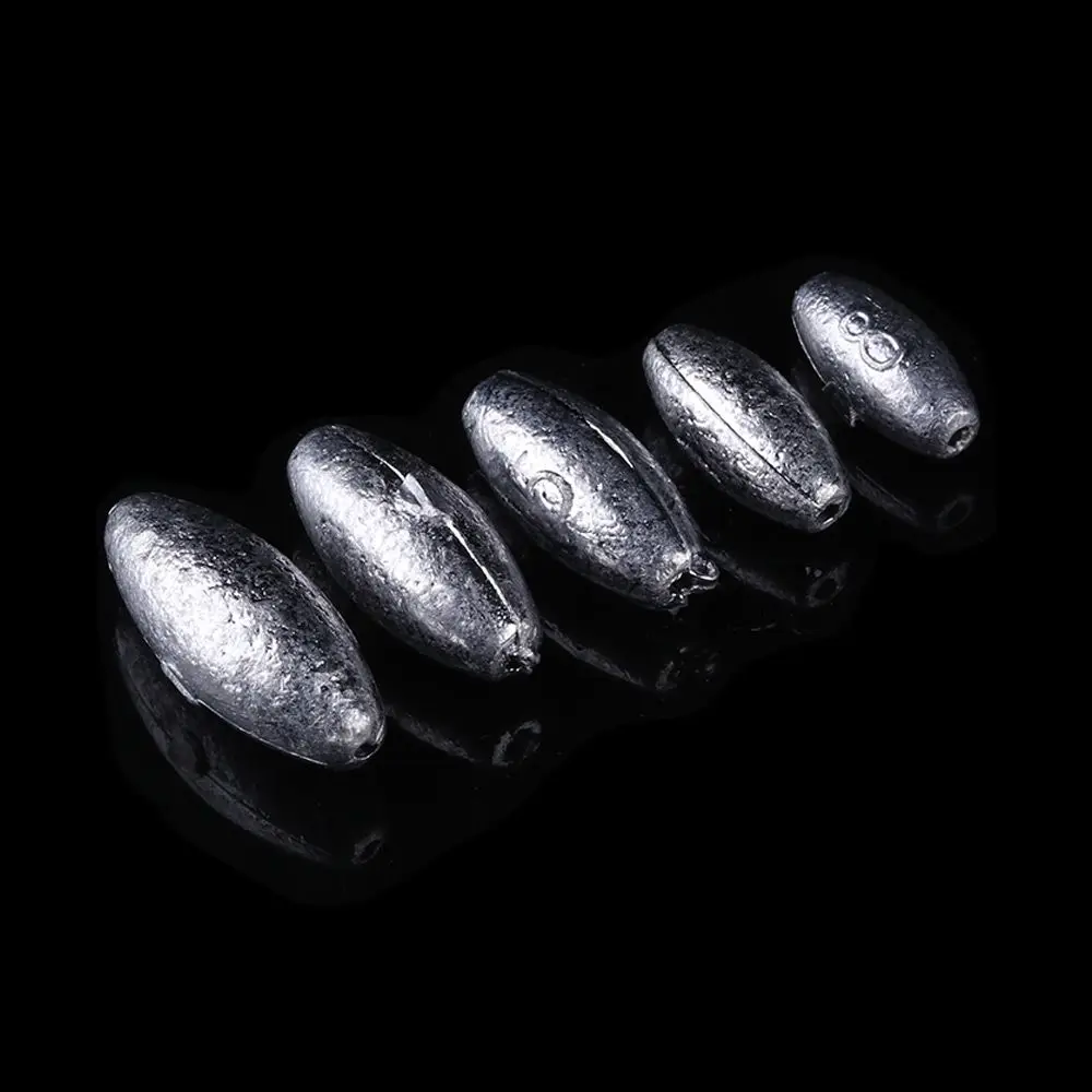 5pcs 3/5/8/10/15/20/30/40g Olive Shaped Fishing Sinker Lead fall Additional Weight Opening Mouth Line Sinkers Hook Connector