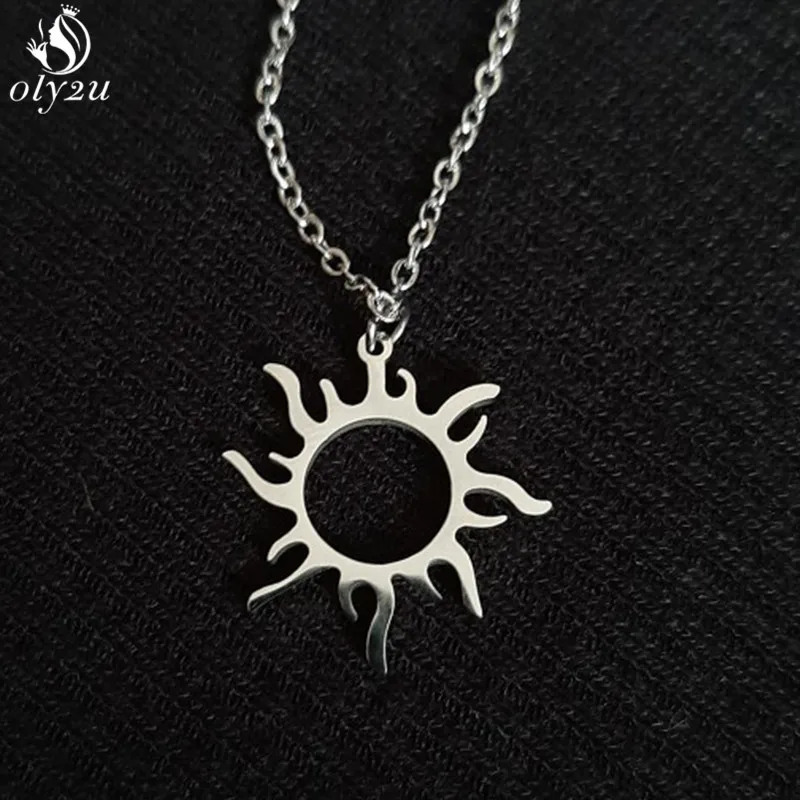 Punk Stainless Steel Necklace Ethnic Sun Totem Pendent Necklaces for Women Men Birthday Party Fashion Jewelry Colier 2026