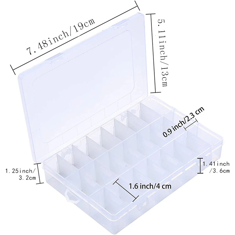 24 Grids Transparent Plastic Embroidery Floss Storage Box  Floss Bobbins Storage Organizer DIY Cross Stitch Sewing Tools