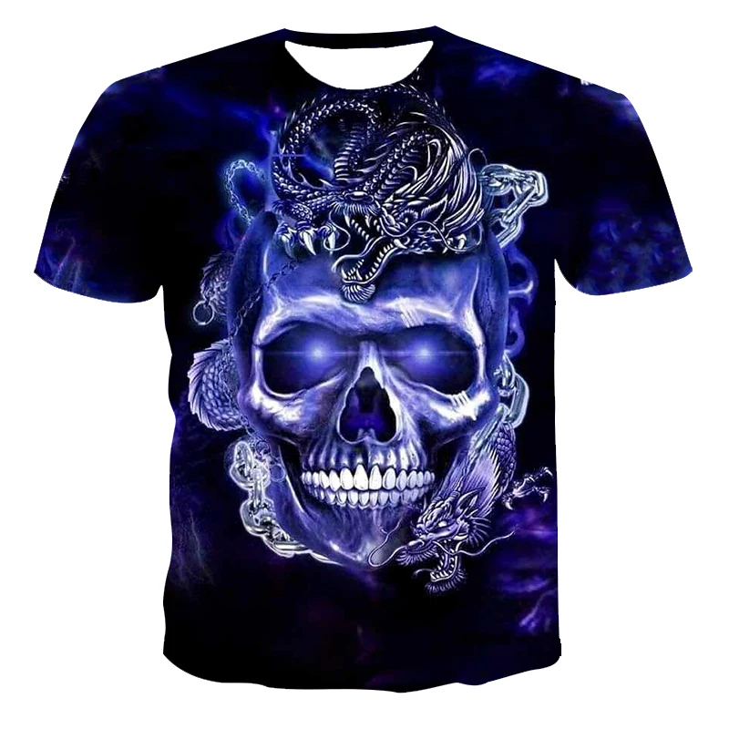 2021New Summer 3 D T-Shirt Men Clothing Boy-Child Skull&Death Short Sleeve Fashion O-Neck Street Wear Cool Customizable 110-6 XL