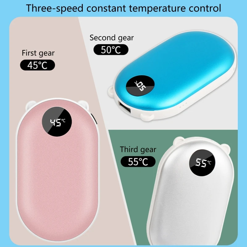 การ์ตูนหมีหู USB ไฟฟ้ามินิมืออุ่น Digital Display 5200MAh กระเป๋า Power Bank แบบพกพา U1JE