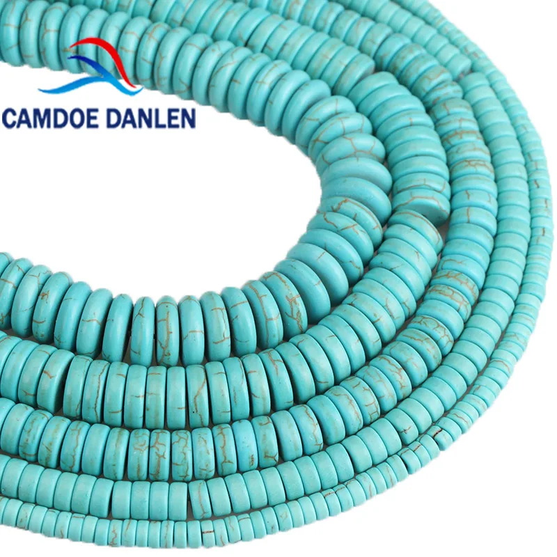 

Stone Beads Blue Turquoises Round Spacer Beads 4 6 8 10 12 14 16mm DIY Handmade Rondelle Beads For Jewelry Making Accessories