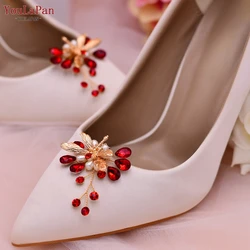 YouLaPan X43 2pcs Clip per scarpe da sposa per donna Clip per scarpe da sposa fatta a mano fibbia per scarpe da sposa accessori per scarpe con strass rossi