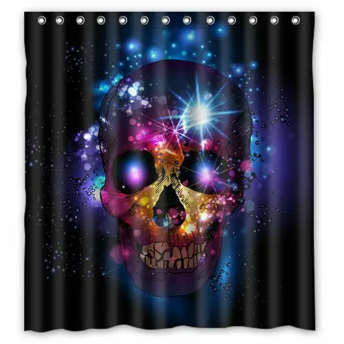 Skull With Mystic Background Waterproof Bathroom Shower Curtain 66 x 72 Inch