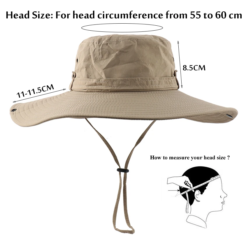 CAMOLAND-Sombrero de cubo impermeable para hombre, gorros de verano Anti UV para el sol, pesca al aire libre, senderismo, Boonie, gorra de playa de