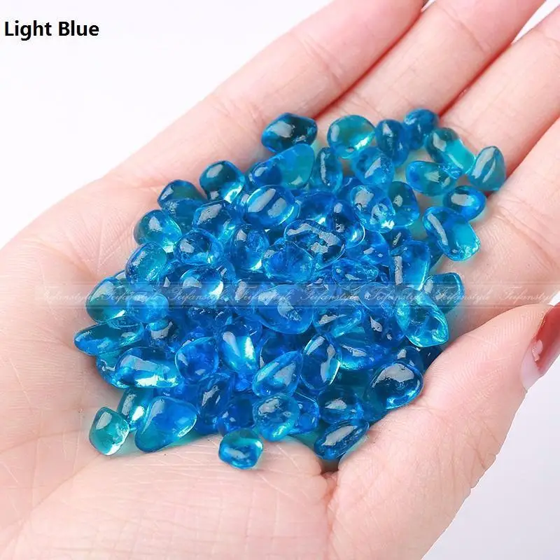 100g 5-8mm Blue Glass Red Glass Gravel Stones Polished Rock Aquarium Fish Tank