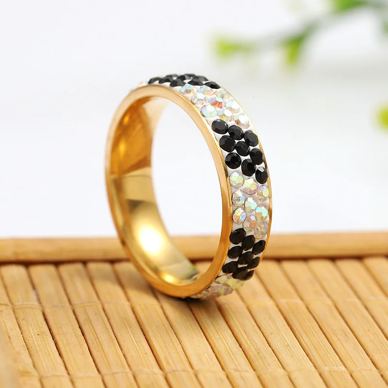 2021New 3 Row Lines Multicolors Crystal Rings Sparkle Rhinestones Cross For Women Simple Stylish Women Trendy Jewelry Rings Zhou