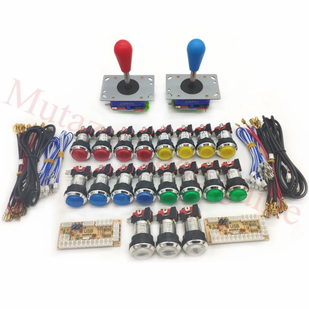 Zero Delay Arcade cabinet DIY kit for 5V LED chrome push button zippy Joystick 1 & 2 player COIN button USB to PC / Raspberry Pi