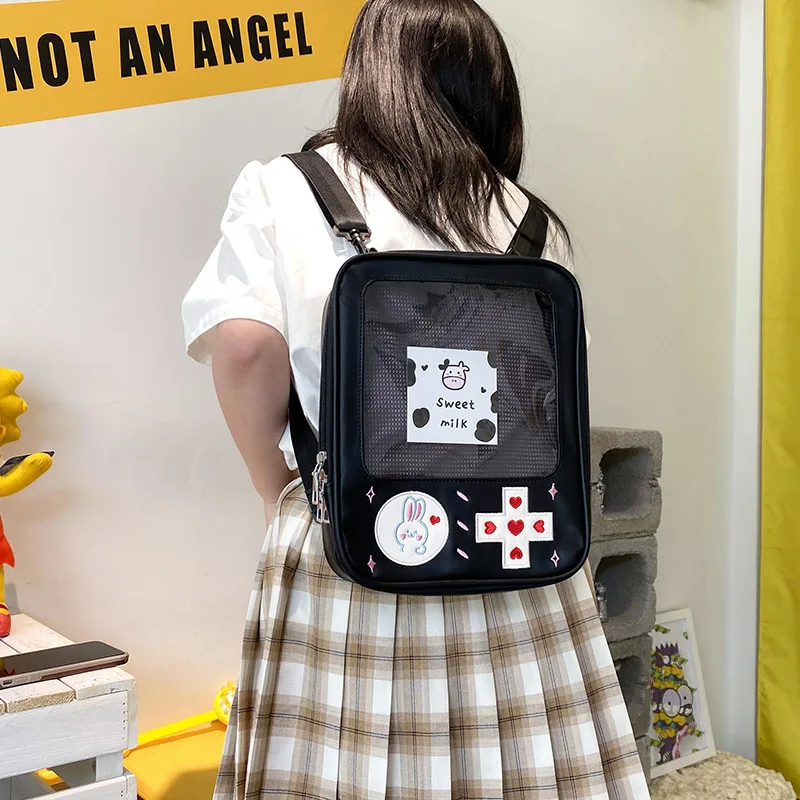 2022 Creative Game Transparent Backpack Girls Japanese itabag Mesh Inside Small Backpack Women School Girls Backpacks Mochilas