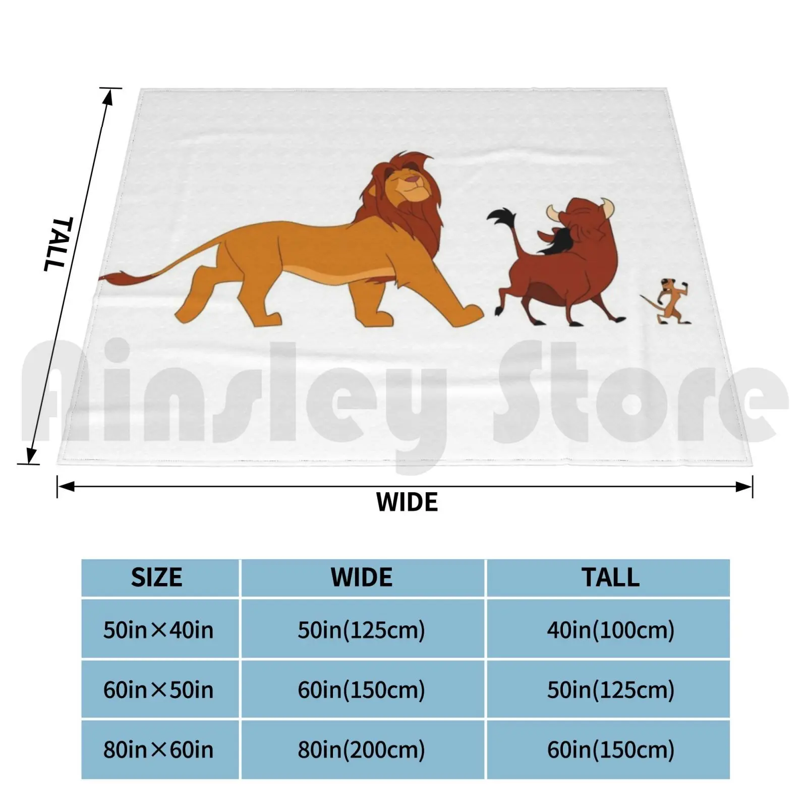 Lion King Blanket Fashion Custom Lion King Yellow Simba Pumba Cute Movie Singing Brown Animated Pig Meerkat