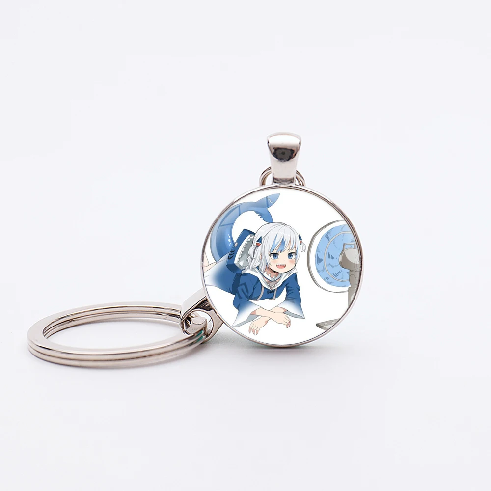 68 Style Youtuber Lovely Gawr Gura Silver Plated Pendant Keychain Vtuber Animation Game Keyring Kawaii Jewelry