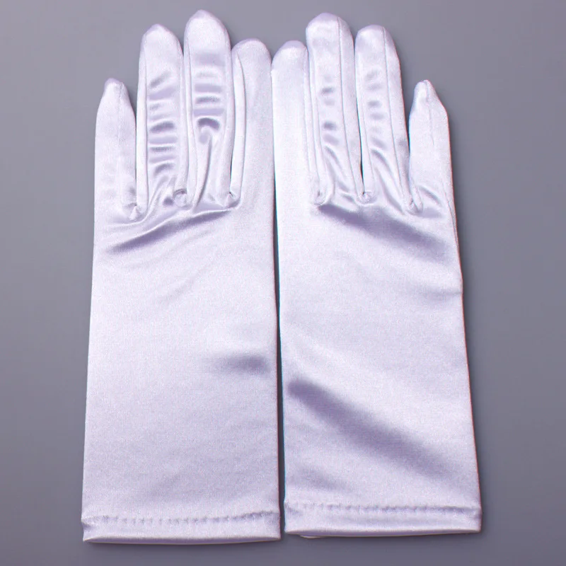 Guantes de novia blancos/Marfil mate satinados con dedos cortos, accesorios de boda, fiesta, graduación, Cosplay, rendimiento informal