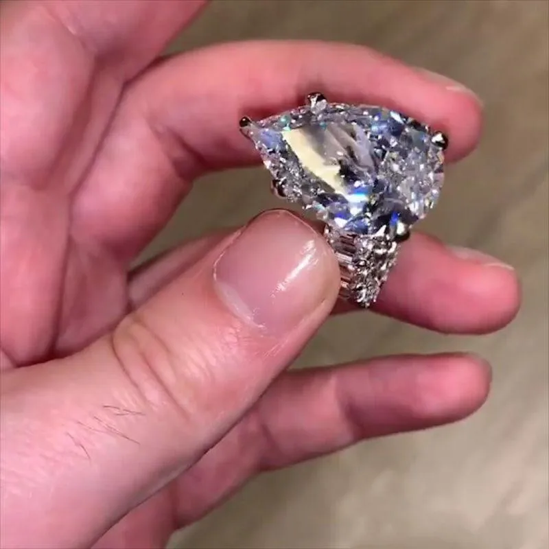Vintage Water Drop 8ct Lab Diamond Ring 925 sterling silver Jewelry Engagement Wedding band Rings for Women Bridal Party Gift