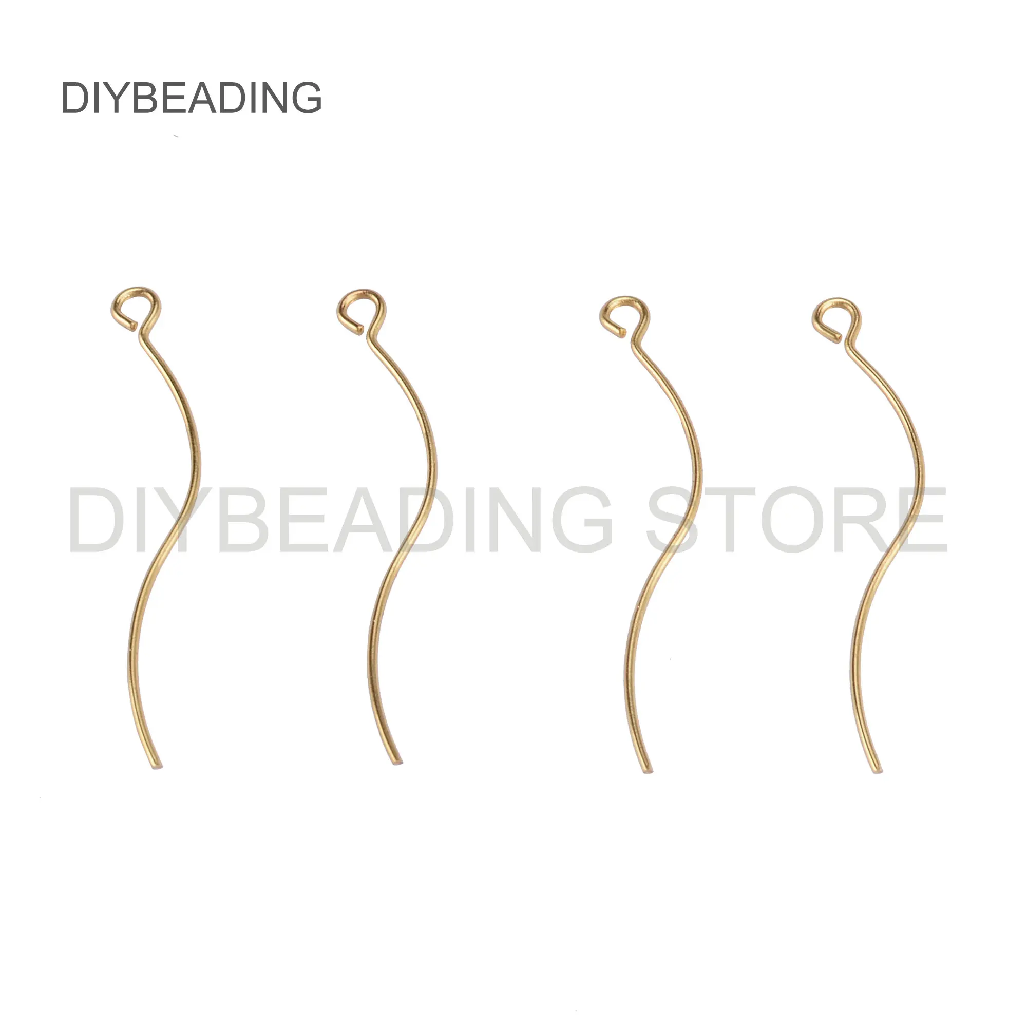 50-500 Pcs Brass 19 Gauge Waved Eye Pins for Jewelry Making Strong Eyepins Finding Bulk Wholesale Supplies (45mm/ 50mm)