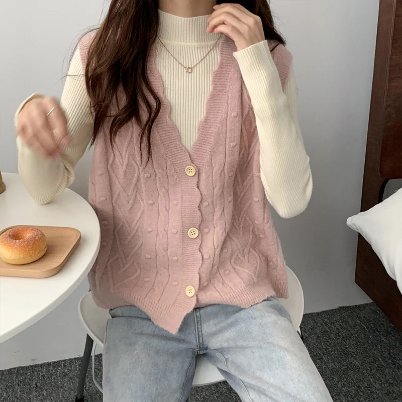 Sweater Vests Women New Wave Sweet V-neck Gentle Females All-match Korean Style Streetwear Fashion Outwear Kawaii Solid Sweaters