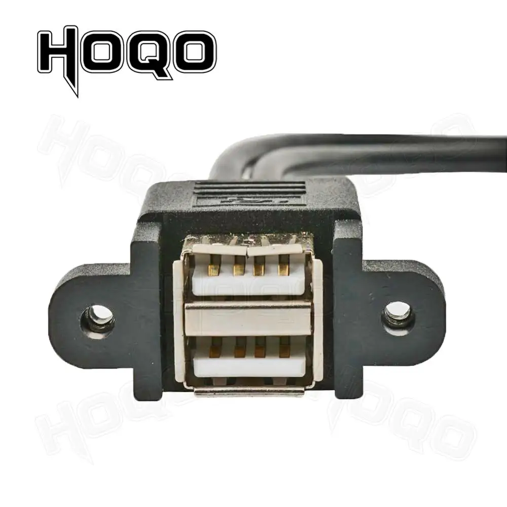 Dual USB 2.0 Female to Motherboard Internal 9pin Pitch 2.54mm Cable 2-port USB Type A Female Screw Lock Panel Mount Cord 30 50cm