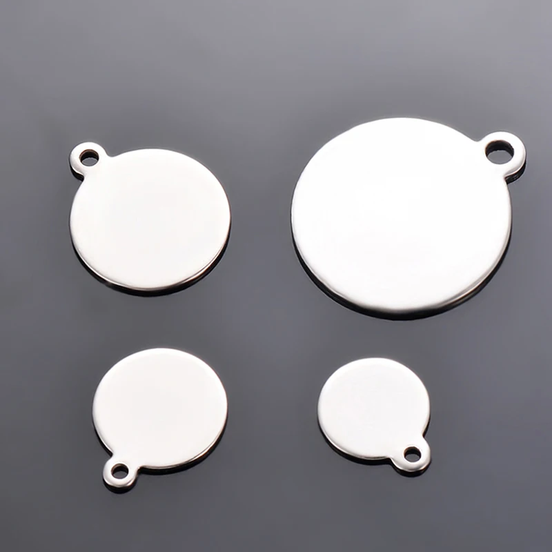 20Pcs Stainless Steel Charms Dog Tag Round Blank Disc Metal Pendant Necklace For Jewelry Making Findings Accessories