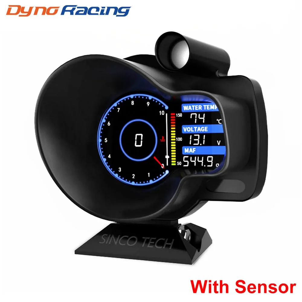 Racing Full Sensor Kit OBD2 Head Up Display Car Digital Boost Gauge Voltage Speed RPM Water Oil Temp EGT AFR Dashboard Alarm