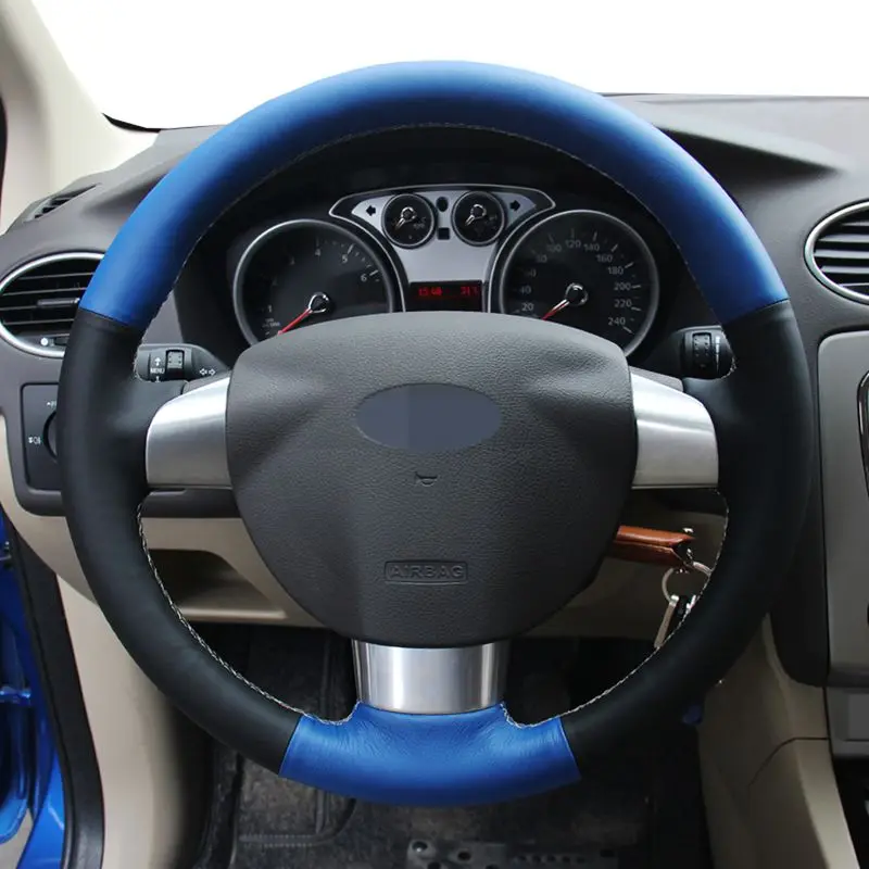 

Hand Sew Car Steering Wheel Cover For Ford Focus 2005-2011 Focus CC 2007-2011 (3-Spoke)