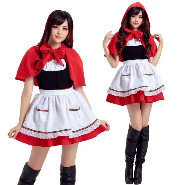 Costume de Cosplay japonais pour femme, jupe courte, mignon, petit chaperon rouge, Halloween