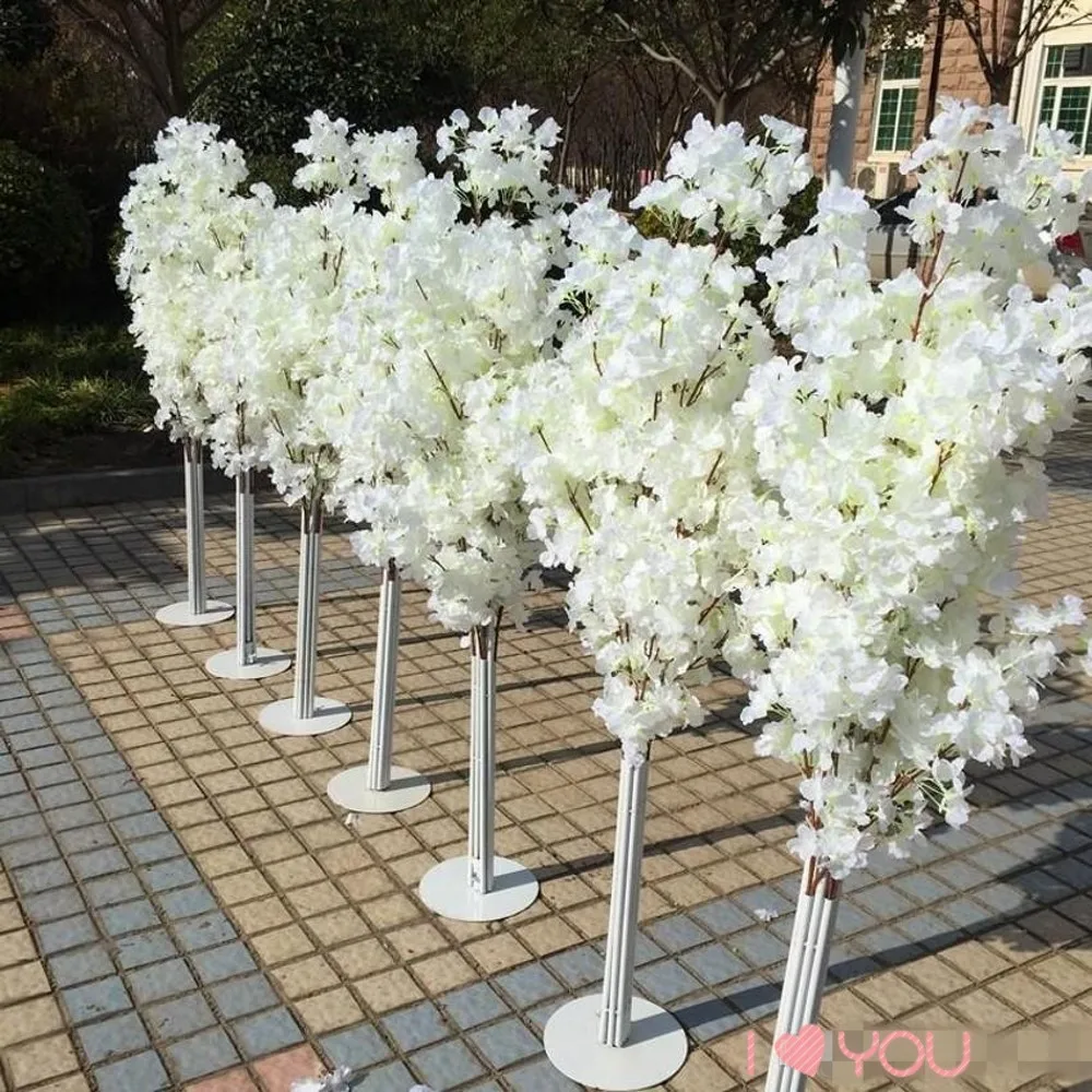 

150CM Tall Upscale Artificial Cherry Blossom Tree Runner Aisle Column Road Leads For Wedding T Station Centerpieces Supplies