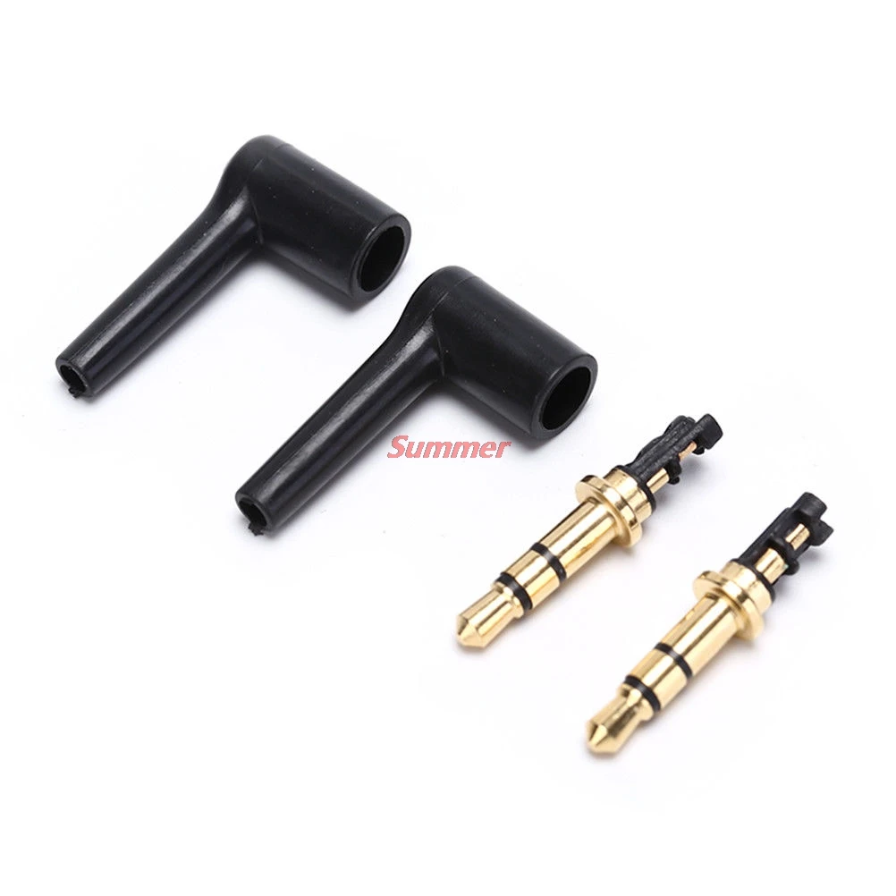 Practical 1/2pcs 3/4 Pole 3.5mm L-shaped stereo headphone Plug Repair Earphones Male 90 right angle degree Jack Soldering