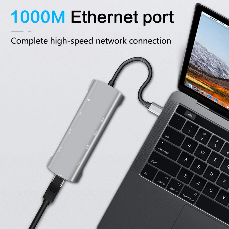 USB C HUB 10-IN-1 Type C to Multi USB 3.0 HUB HDMI/RJ45 VGA Audio Adapter Dock for Huawei Mate 30 MacBook Pro Splitter Port Type