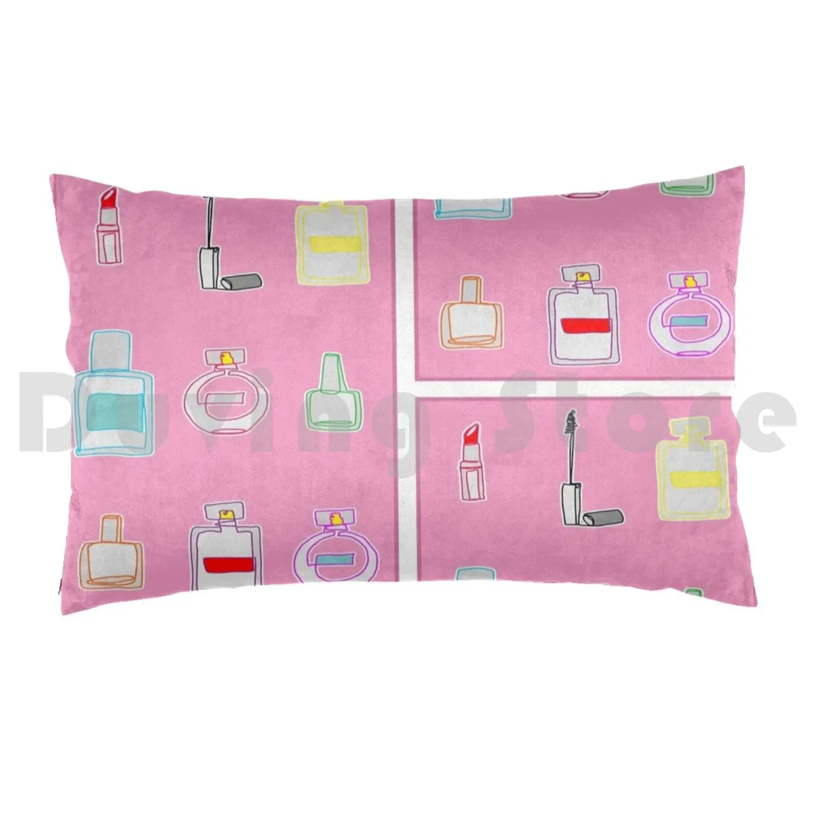 Cosmetic Bundle Pillow case Cosmetics Lipstick Eye Shadow Cologne Perfume Pattern Colorful