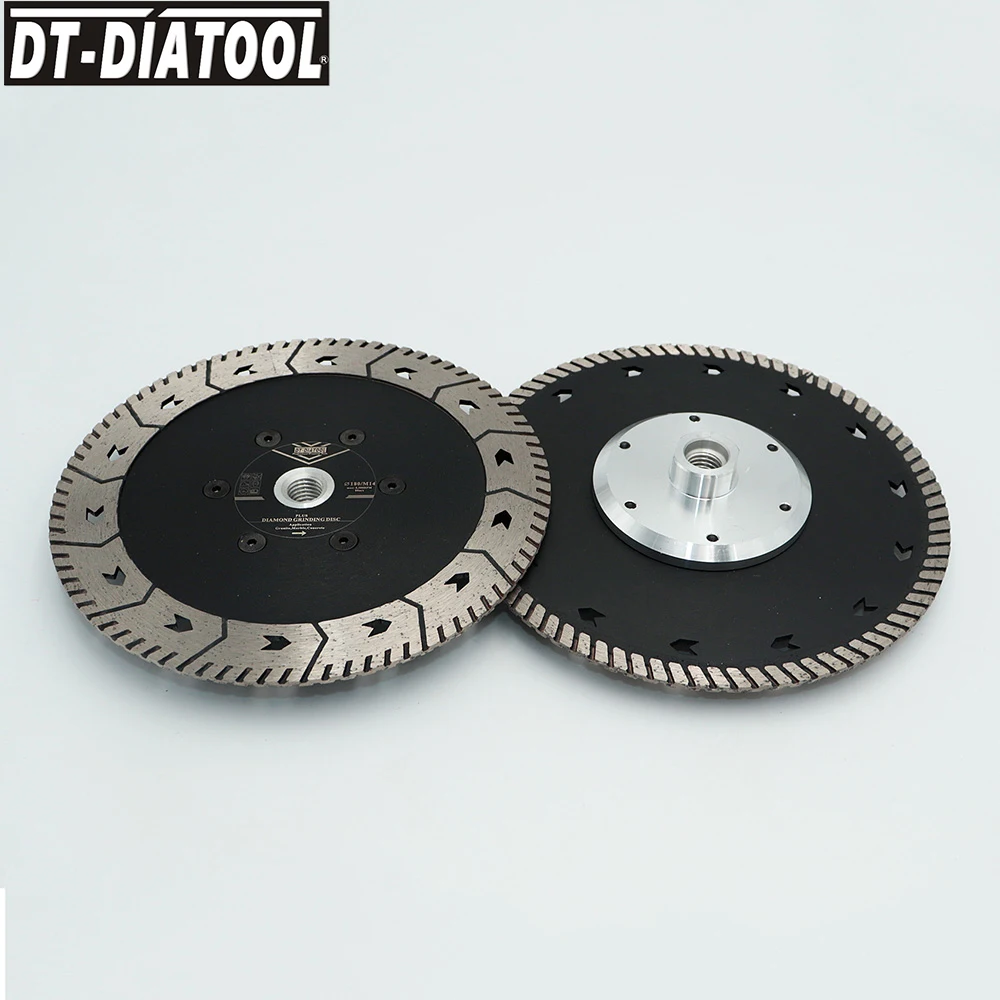 DT-DIATOOL Diamond Cutting Grindng Disc with M14 Thread Dual Saw Blade for Grinding Granite Marble Concrete 1pc Dia 180mm Disc
