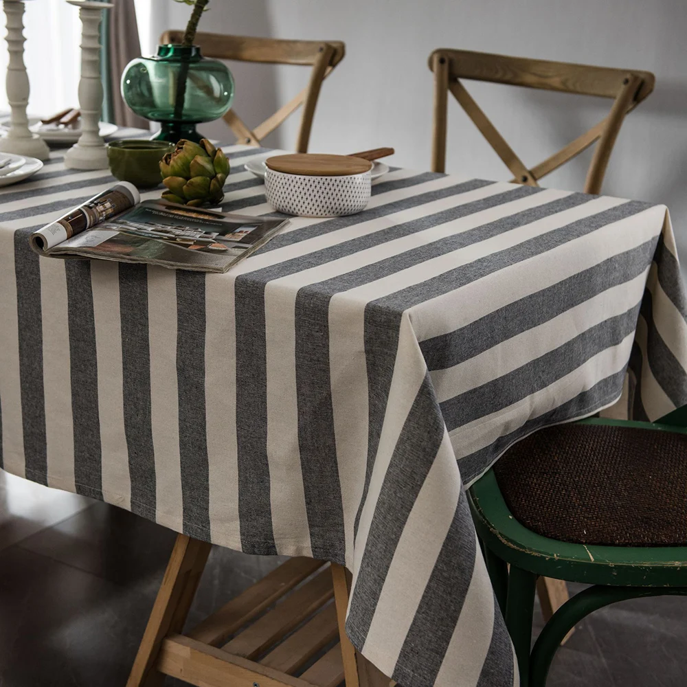 Modern Stripes Table cloth Cotton Decor Table Linen Dining Coffee table Cover Banquet Kitchen Furniture Dust Cover Cloth