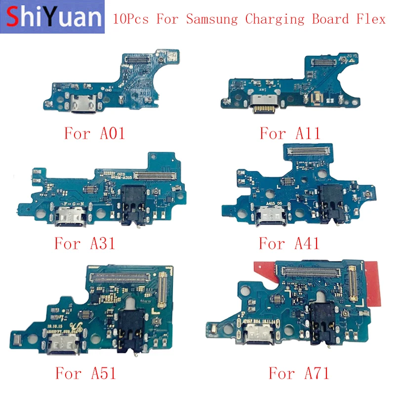 

10 шт./лот USB-порт для зарядки, Соединительный гибкий кабель для Samsung A01, A11, A31, A315, A41, A415F, A51, A515F, A71, A715F, USB-плата